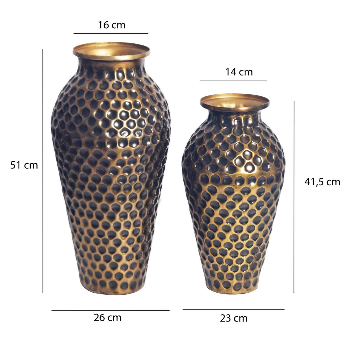 Dekovase 2er Set Goldfarben B: 26 Cm - Goldfarben, Design, Metall (26/51/26cm) - Livetastic