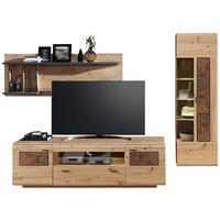 Wohnwand Madera II 40a6hh82 - Eichefarben/Graphitfarben, MODERN, Glas/Holzwerkstoff (285/193/47cm) - Livetastic