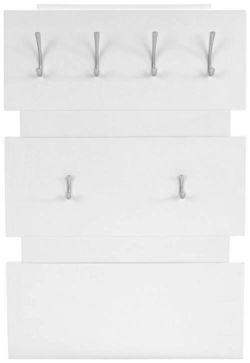 Garderobenpaneel Weiß Mit 6 Haken B: 70 cm - Weiß, MODERN, Holzwerkstoff/Kunststoff (70/99/2cm)