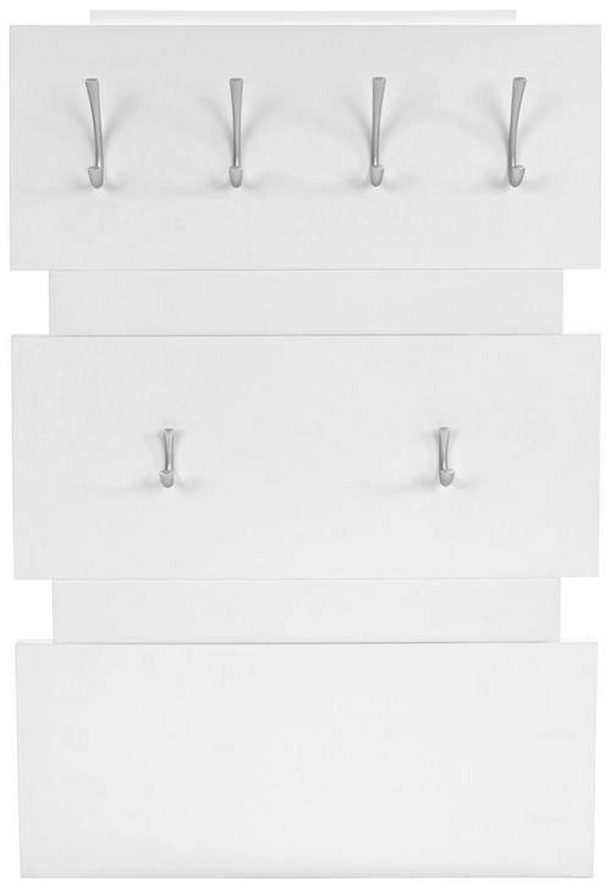 Garderobenpaneel Weiß Mit 6 Haken B: 70 Cm - Weiß, MODERN, Holzwerkstoff/Kunststoff (70/99/2cm)