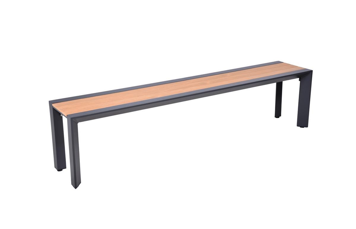 Gartenbank Silea - Anthrazit/Braun, Basics, Kunststoff/Metall (180/44/35,5cm) - Gardenson