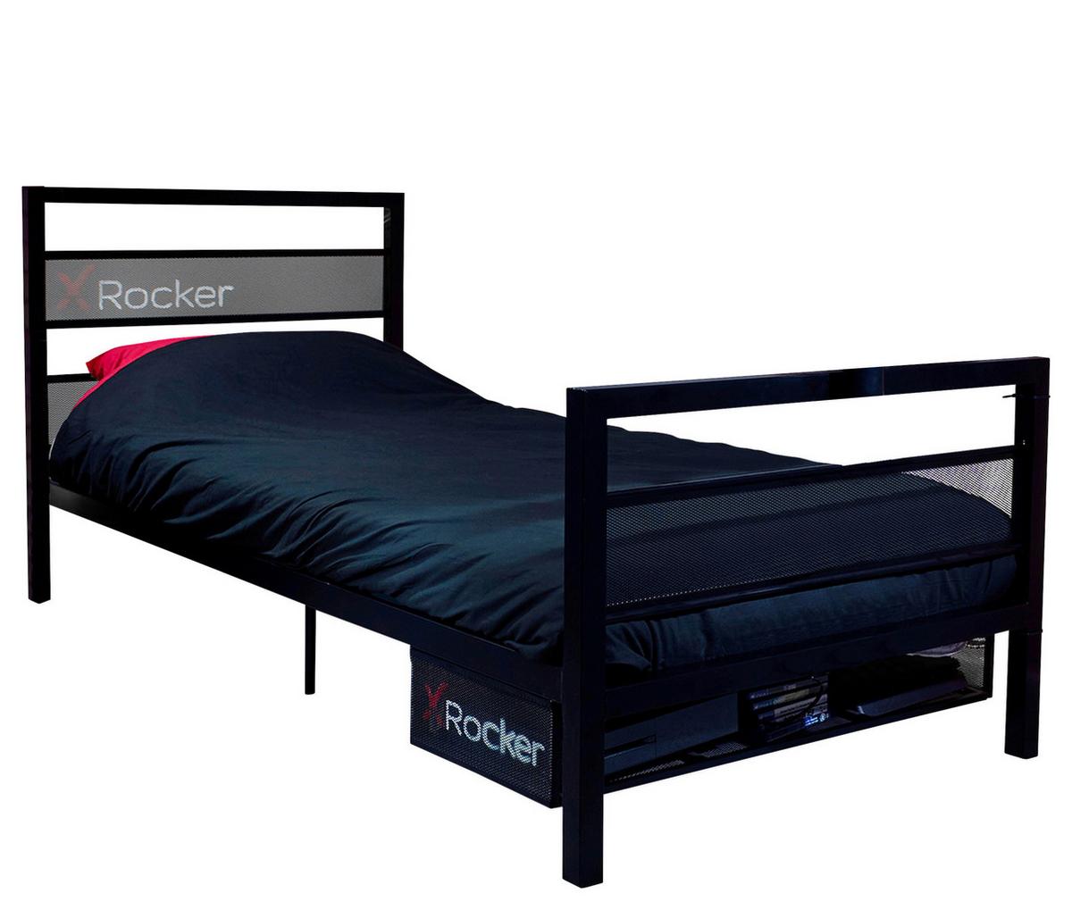 Kinderbett Basecamp 90x190cm Schwarz Mit Tv-Halterung - Schwarz, MODERN, Metall (90/190cm) - X Rocker