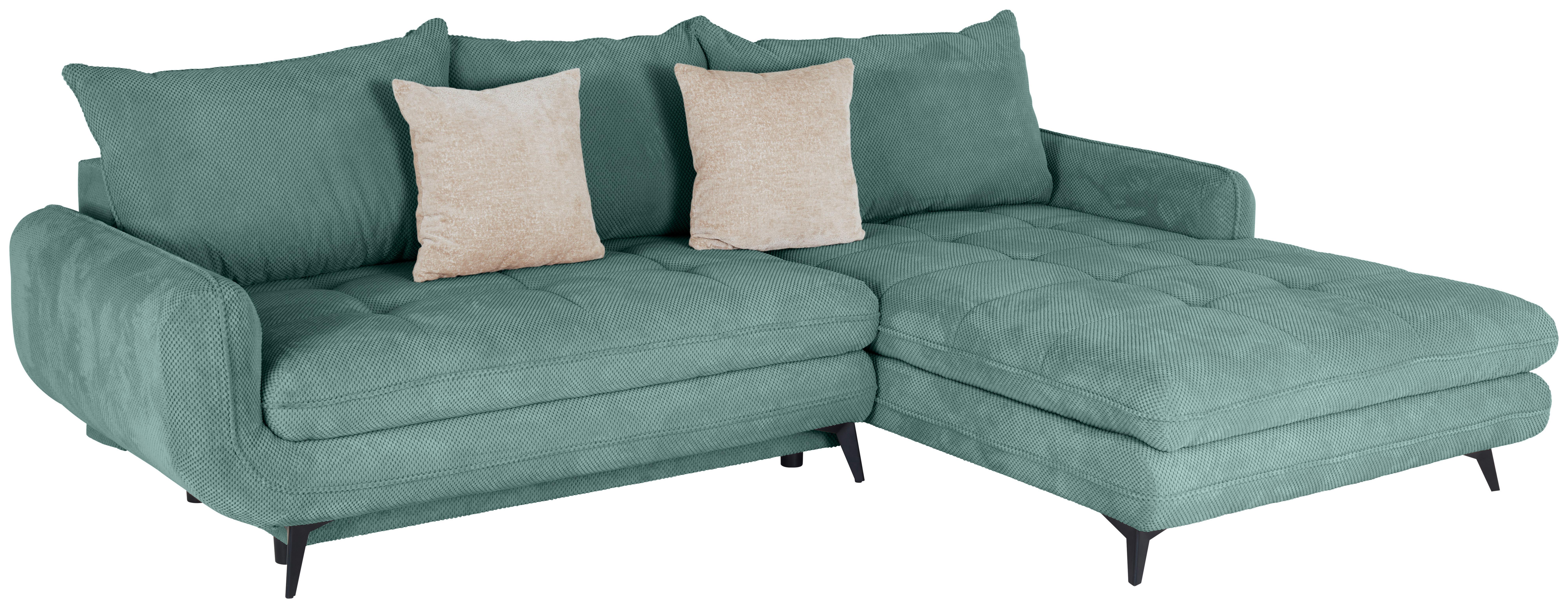 Ecksofa Wave - Türkis/Schwarz, MODERN, Holz/Textil (266/189cm)