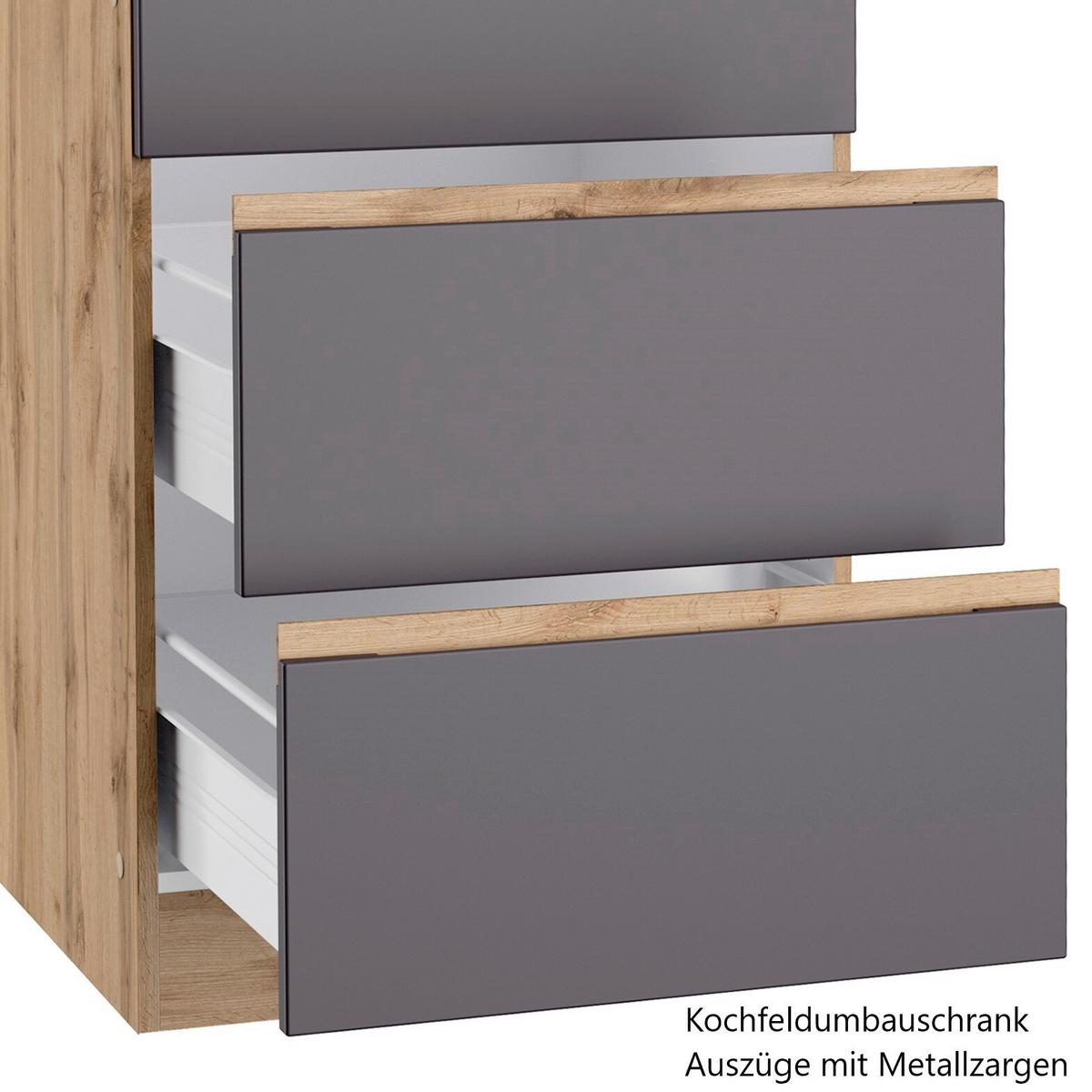 Eckküche Turin Ohne Geräte B: 300cm Grau/wotaneiche Dekor - Eiche Wotan/Grau, Design, Holzwerkstoff (300cm) - Held