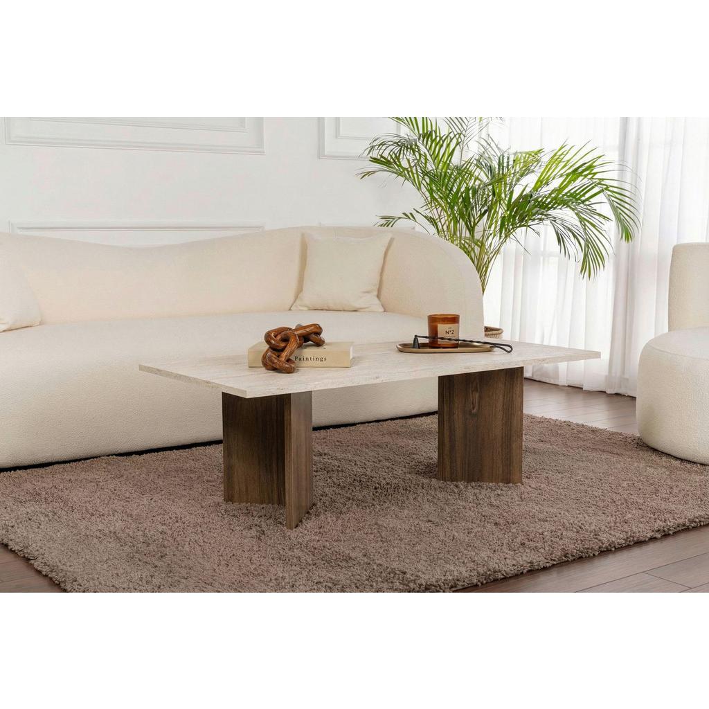 Couchtisch Sabin Creme/Walnussfarben B: 119cm