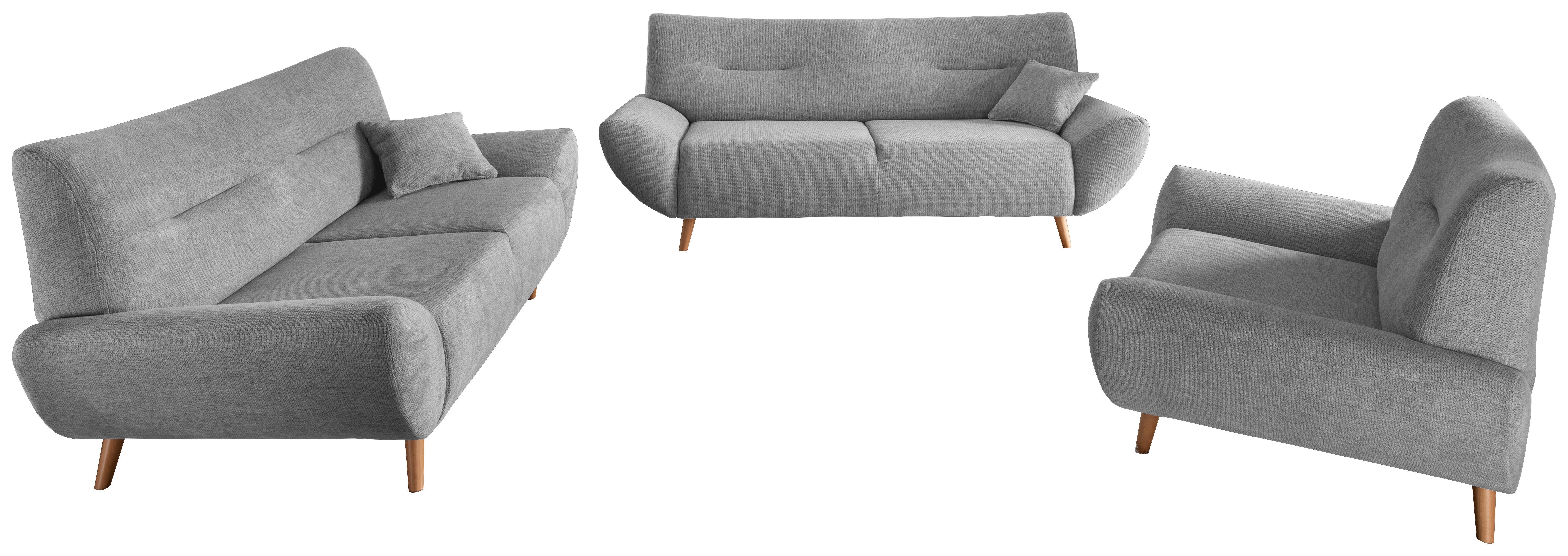 3-sitzer-sofa Drago Silberfarben S: 205/90 Cm - Wildeiche/Silberfarben, MODERN, Holz/Textil (205/81/90cm) - MID.YOU