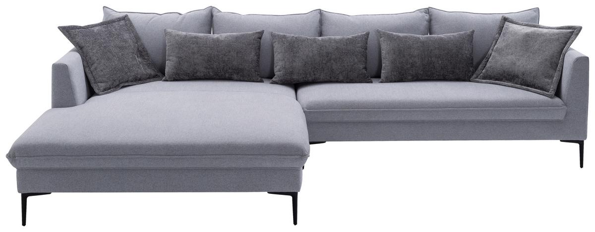 Ecksofa Piazza Grau S: 187x321 cm - Dunkelgrau/Schwarz, Design, Textil (187/321cm) - Livetastic