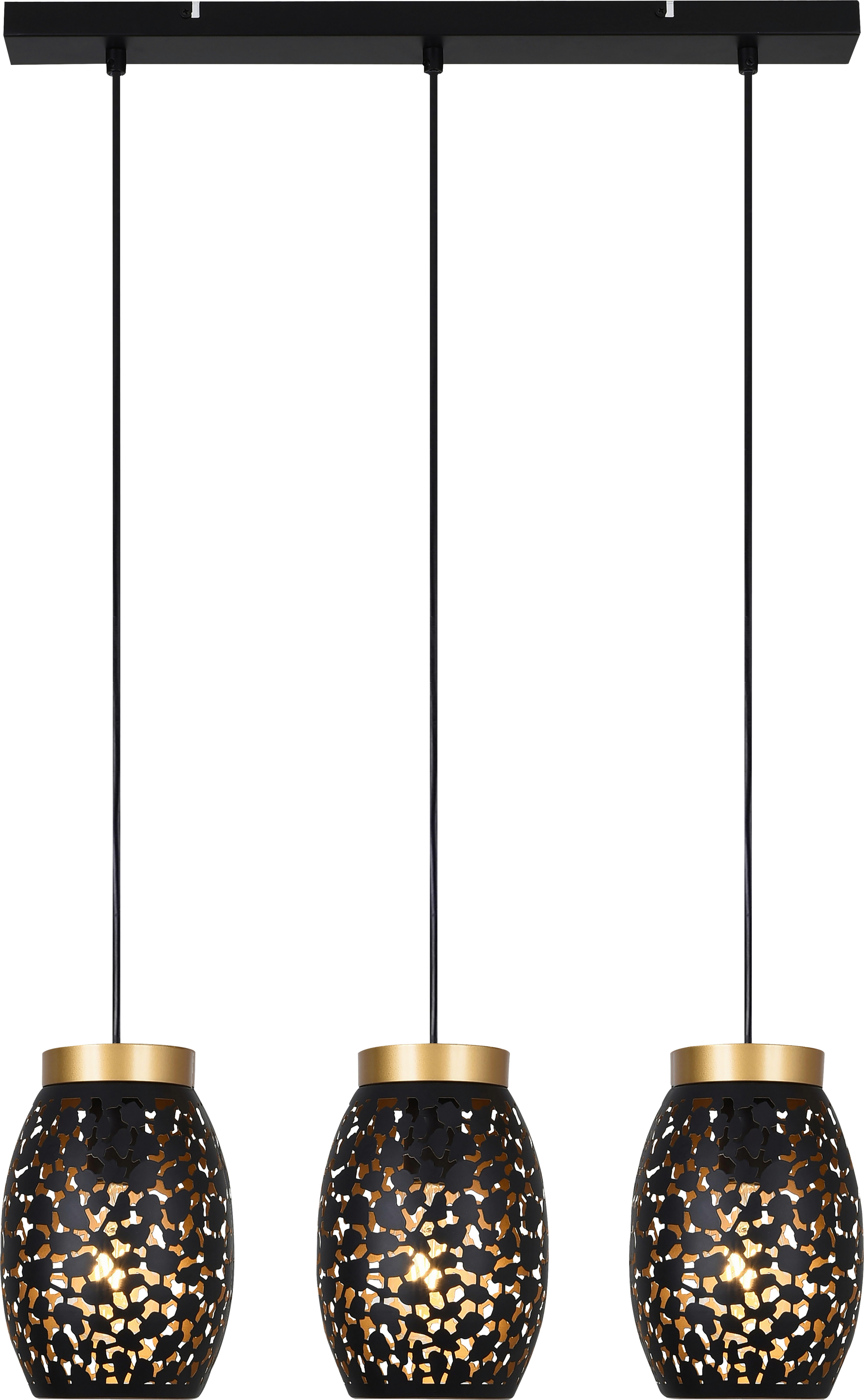 Hängeleuchte Alba H: 120 Cm 3-Flammig, Schwarz/goldfarben - Goldfarben/Schwarz, ROMANTIK / LANDHAUS, Metall (58/120/6cm) - James Wood