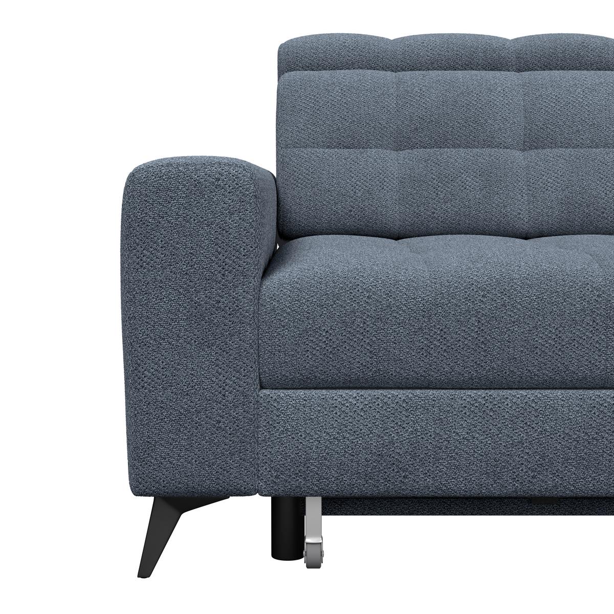 Ecksofa Barletta New Velours Blau, 289x228cm - Blau/Schwarz, ROMANTIK / LANDHAUS, Textil (289/228cm) - Luca Bessoni