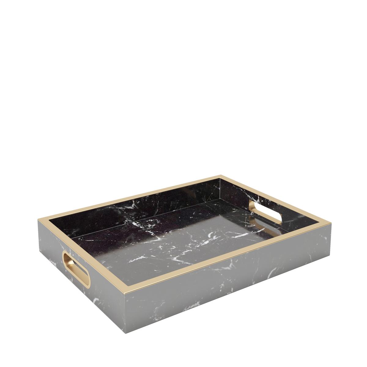 Tablett Gloria Schwarz B: 40 cm - Schwarz, Basics, Kunststoff (40/30/6cm) - Playboy