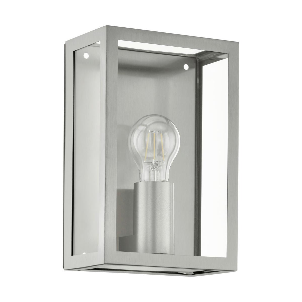 Außenwandleuchte Alamonte 60w Metall Glas, Wandmontage - Klar/Edelstahlfarben, KONVENTIONELL, Glas/Metall (26/17/10cm) - Eglo