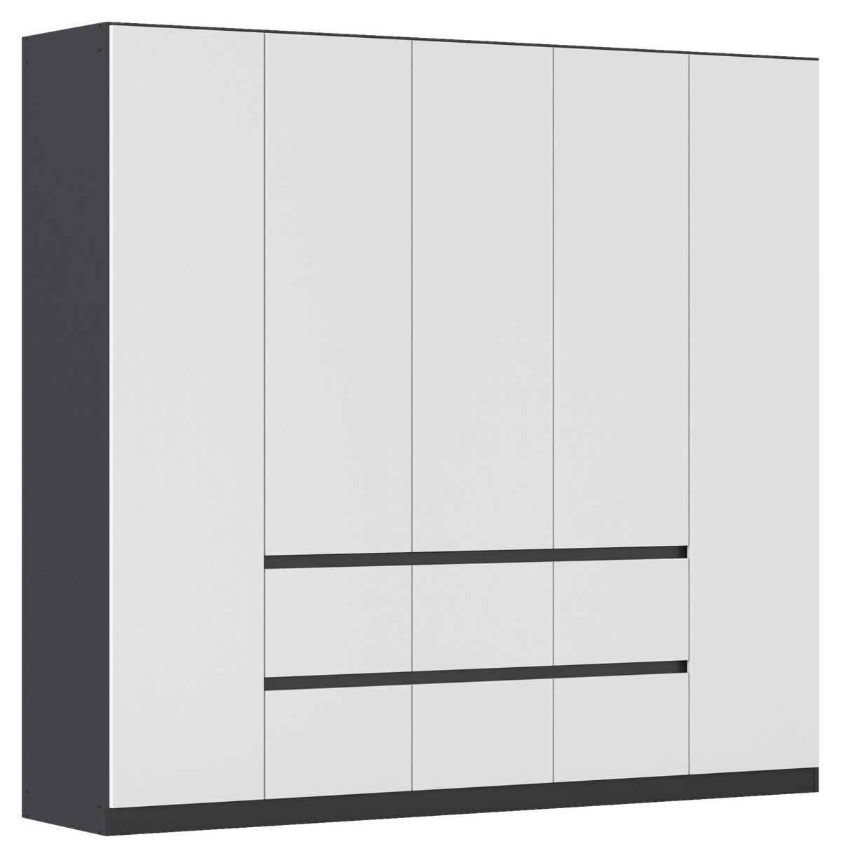Drehtürenschrank Mainz Grau/Weiß B: 226 cm - Weiß/Grau, Basics, Holzwerkstoff (226/210/54cm) - Rauch Möbel