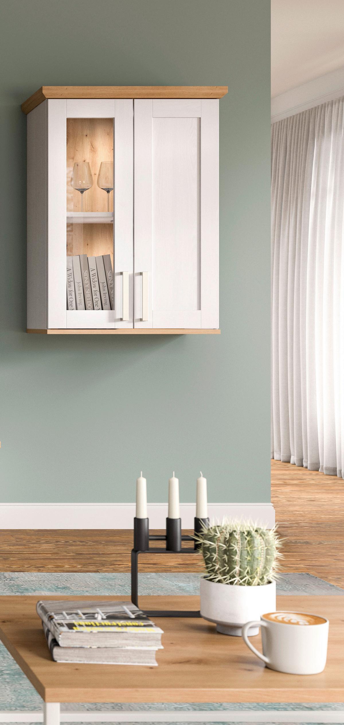 Vitrine Verona Lärchefarben /Eiche Dekor B: 64cm - Lärchefarben/Schwarz, Design, Holzwerkstoff (64/88/37cm) - Livetastic