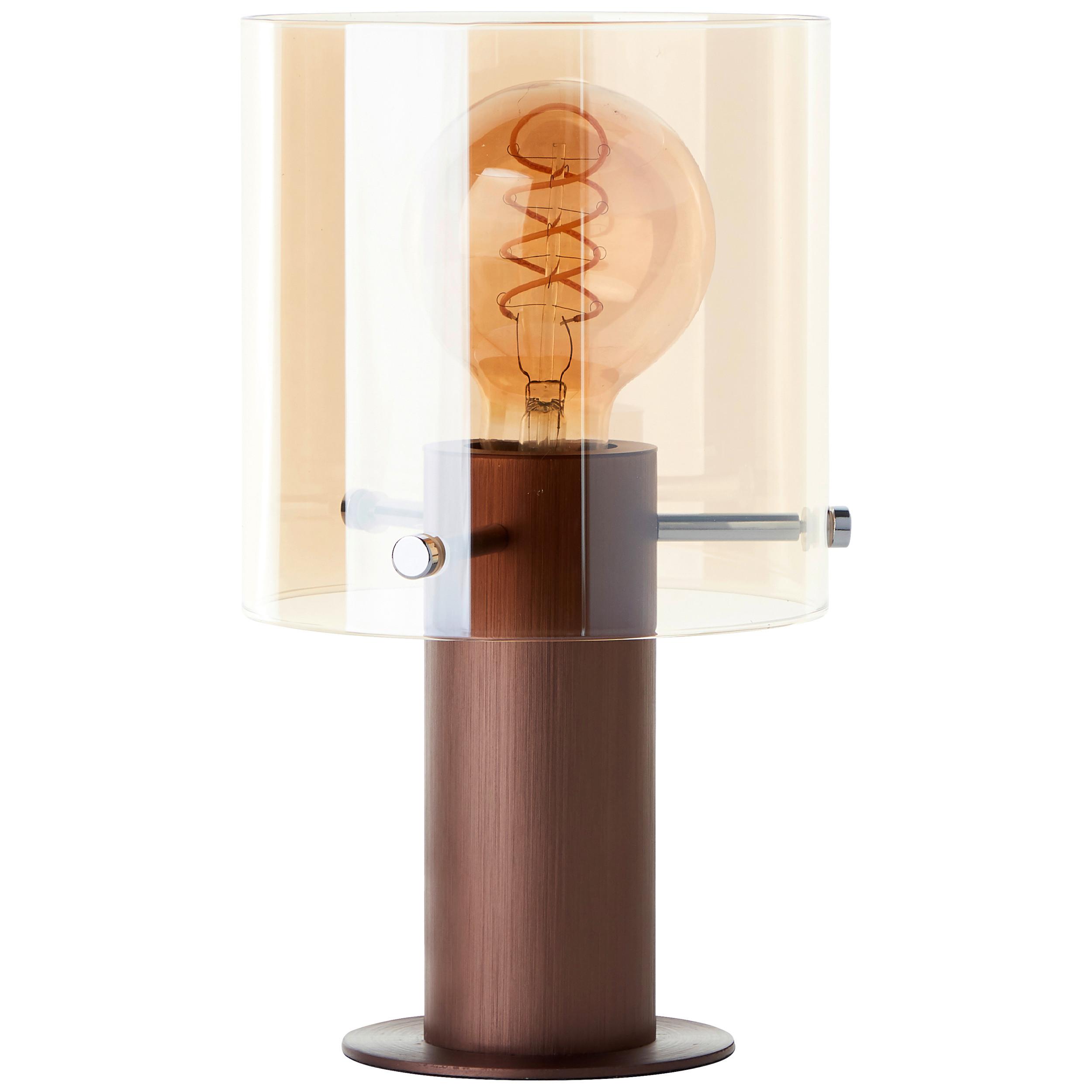 Tischleuchte Exkl. 1xe27, 60w - Bernsteinfarben/Braun, Basics, Glas/Metall (15/26,3cm)