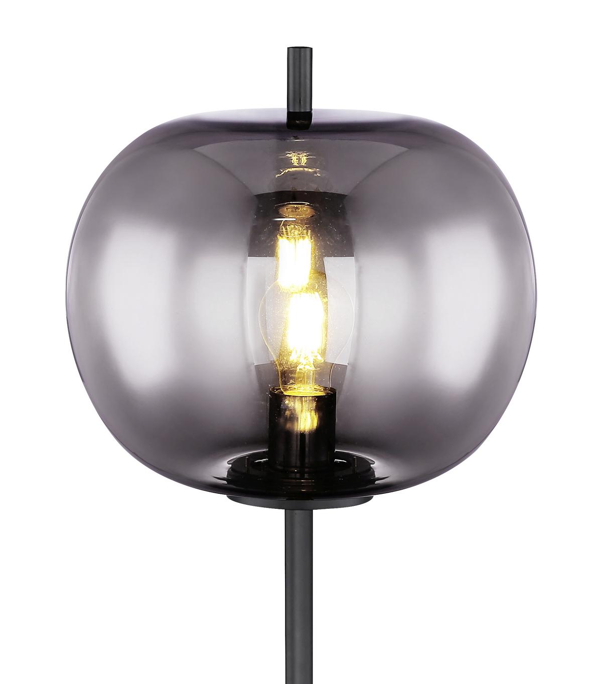 Stehlampe Schwarz/Grau mit Rauchglas Modern - Schwarz/Grau, Design, Glas/Metall (30/160cm) - Globo