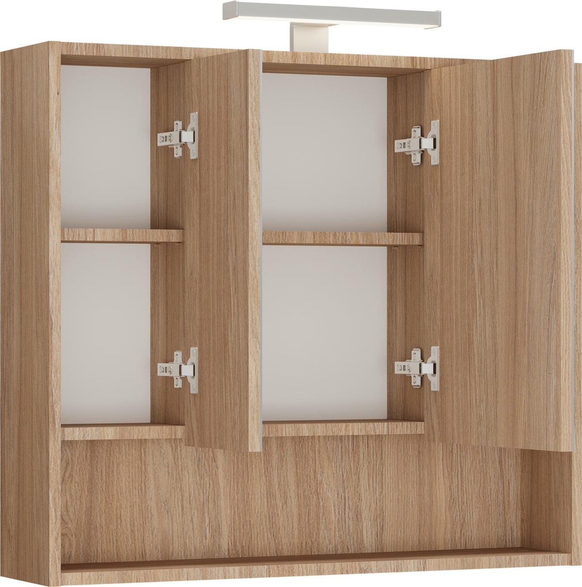 Spiegelschrank Andora Eichefarben B: 80 cm - Eichefarben, MODERN, Glas/Holzwerkstoff (80/74/22cm) - Stylife