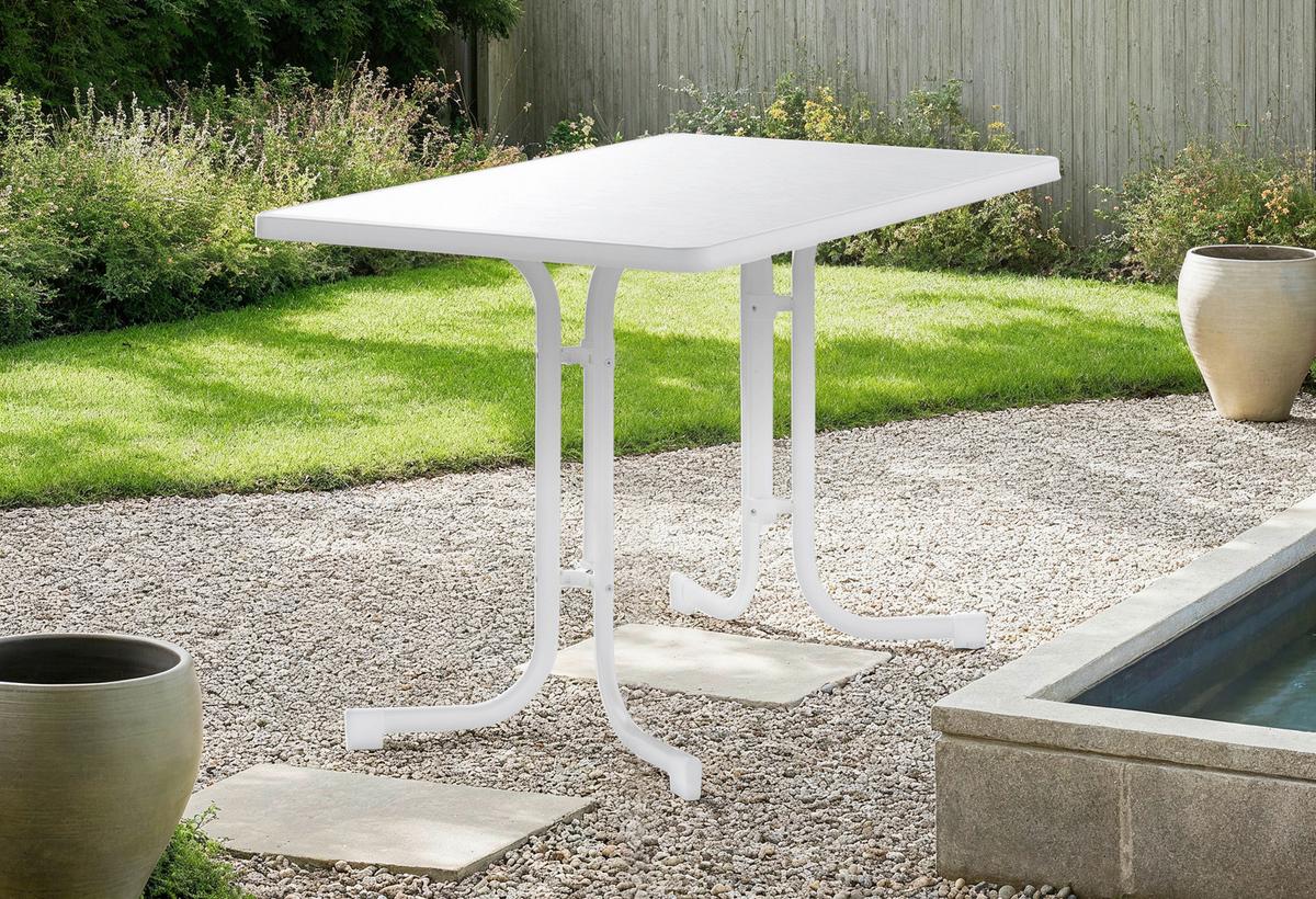 Gartentisch 155056 - Weiß, MODERN, Holzwerkstoff/Metall (115/70/72cm) - Sieger