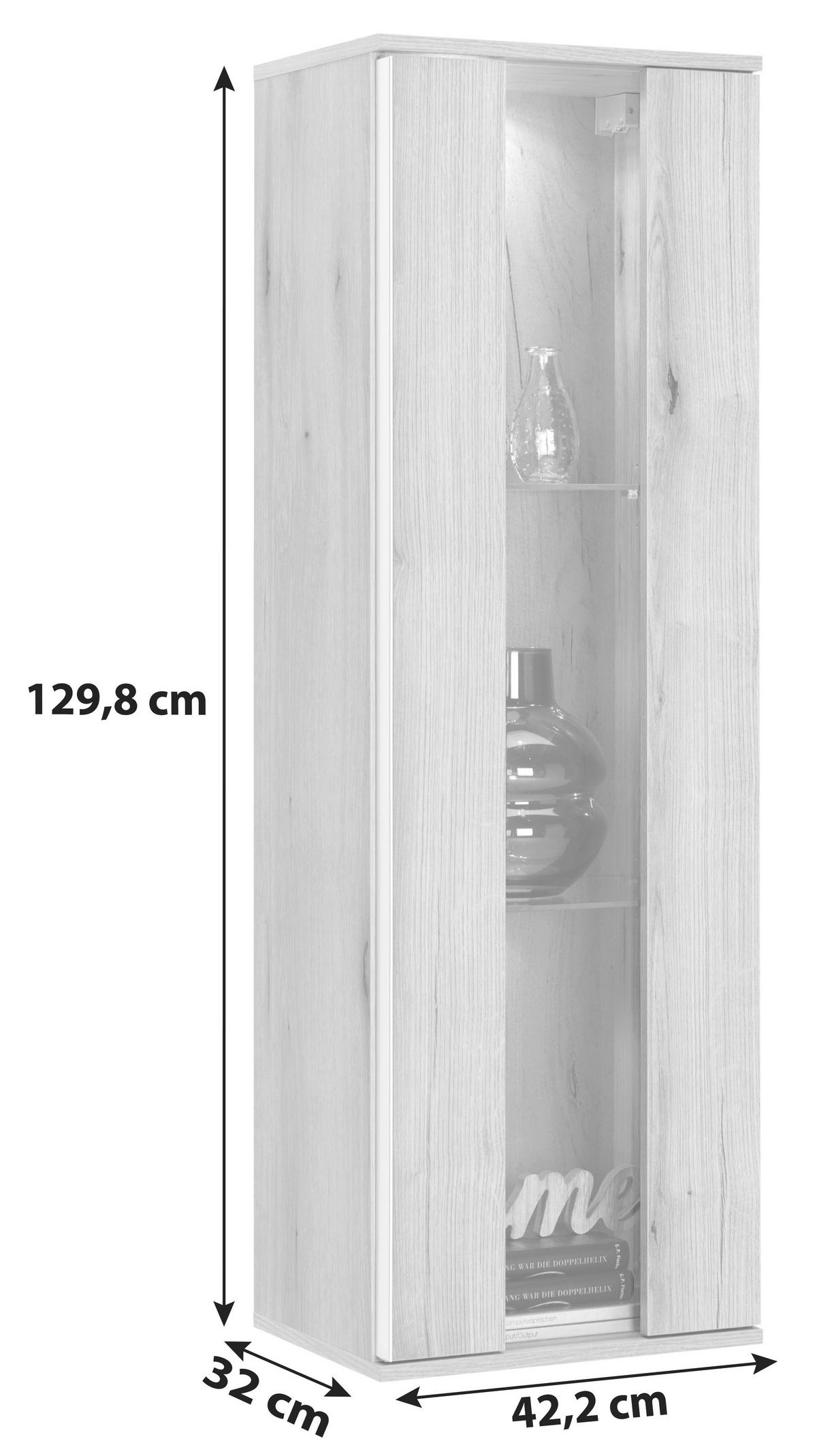 Hängevitrine Power B: 42,2 Cm Evoke Eiche Hell Dekor - Klar/Eichefarben, MODERN, Glas/Holzwerkstoff (42,2/129,8/32cm)