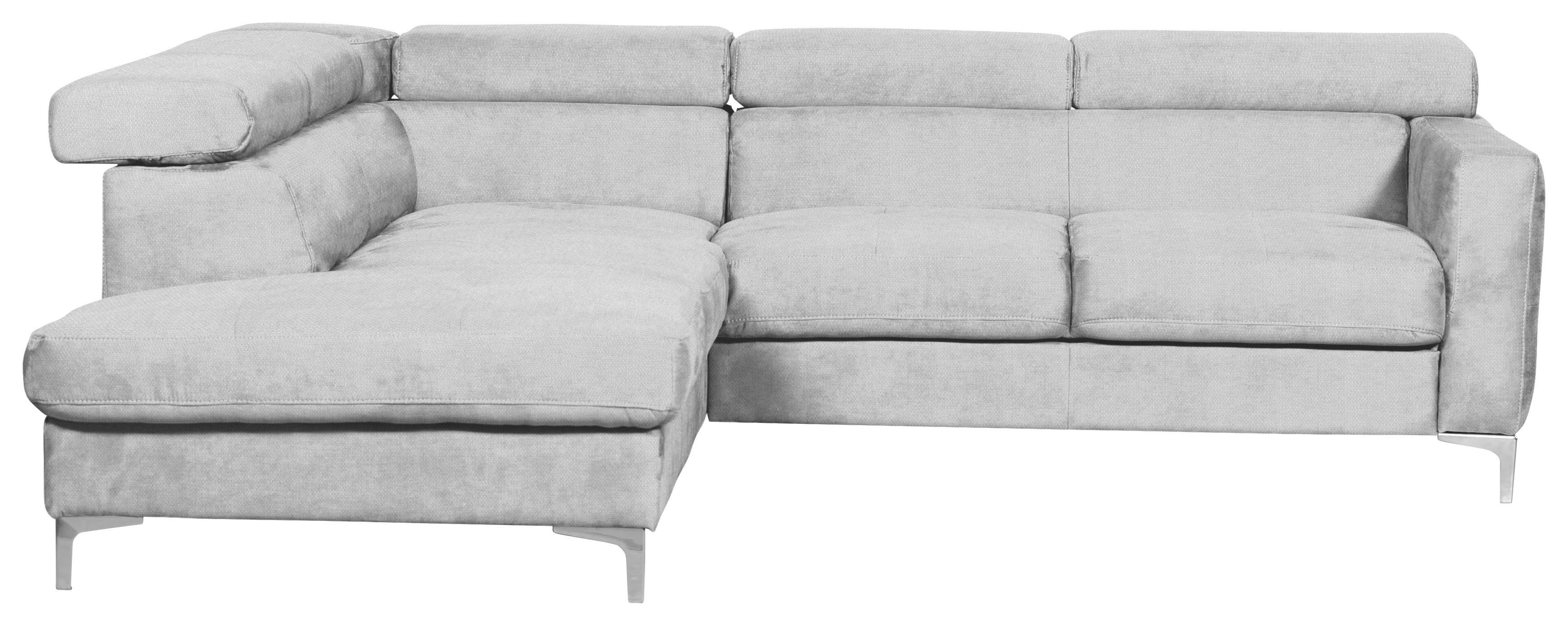 Ecksofa Sammy Hellgrau - Chromfarben/Hellgrau, Design, Textil (207/242cm) - Livetastic