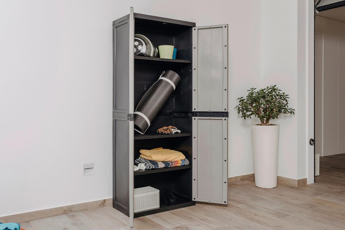 Toomax Werkzeugschrank Bios Midi 65x165x37 cm Kunststoff - Schwarz/Grau, Basics, Kunststoff (65/165/37cm)