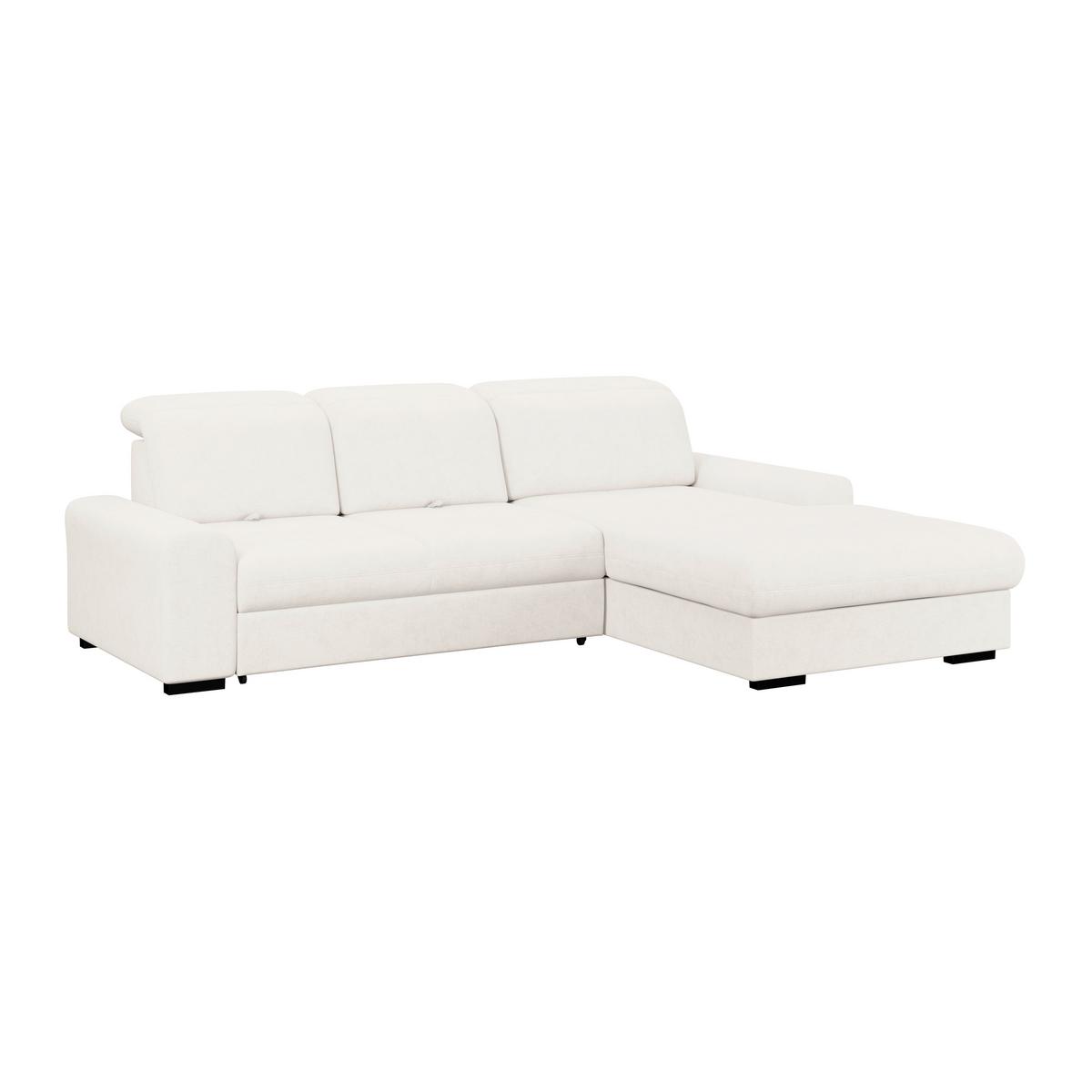 Ecksofa mit Bettfunktion Malaga new Chenille creme - Creme/Schwarz, KONVENTIONELL, Textil (286/203cm) - Ondega