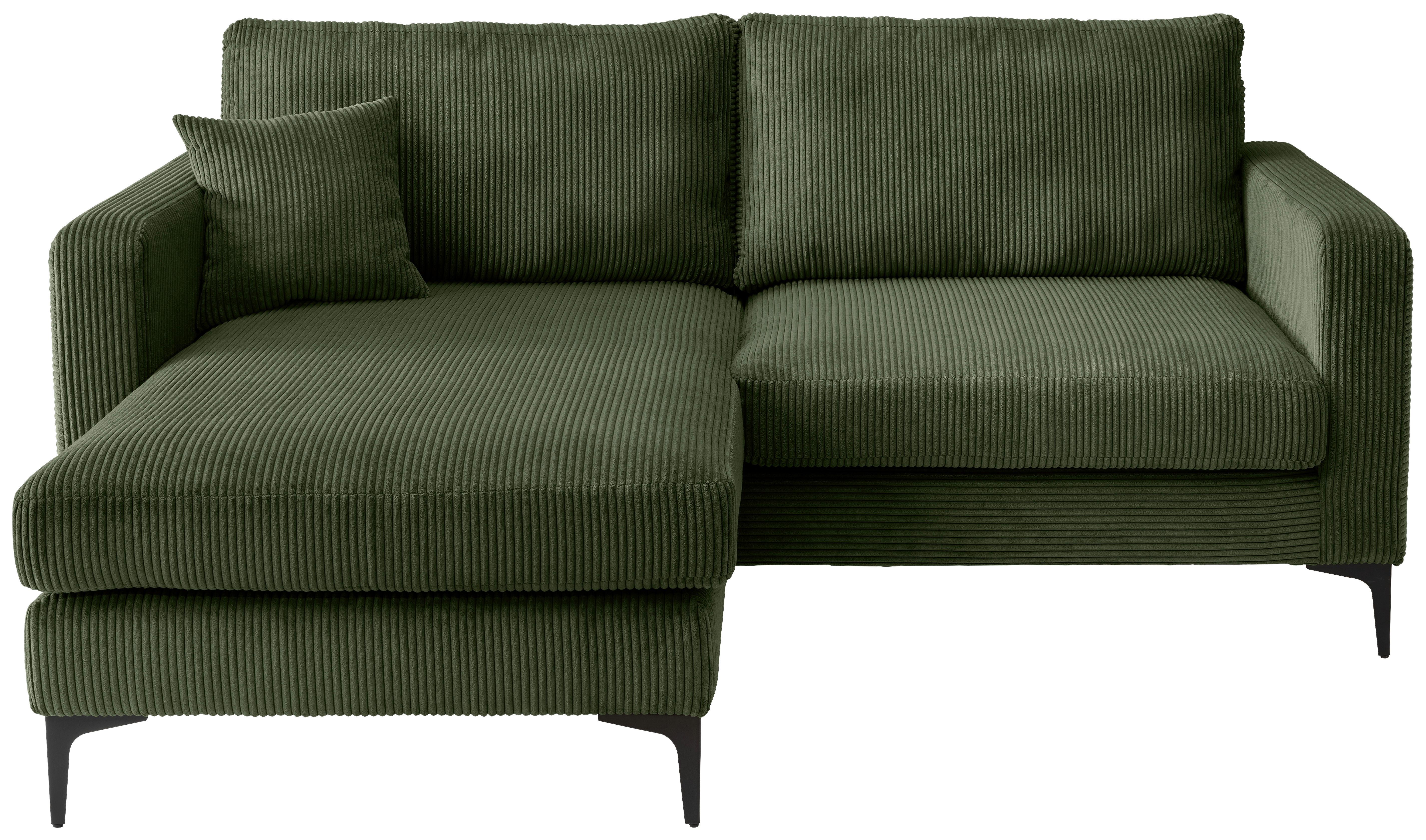 Ecksofa Eliza Dunkelgrün S: 204x153 cm - Dunkelgrün/Schwarz, Basics, Textil (204/153cm) - Livetastic