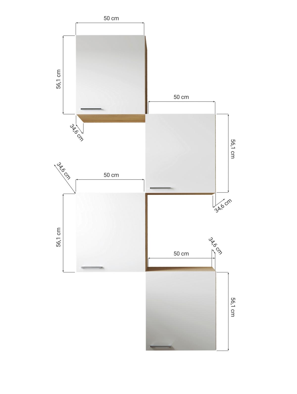 Küchenoberschrank Merle Weiß/Eiche Dekor B:100cm - Eichefarben/Weiß, Basics, Holzwerkstoff (100/224,4/34,6cm) - Respekta