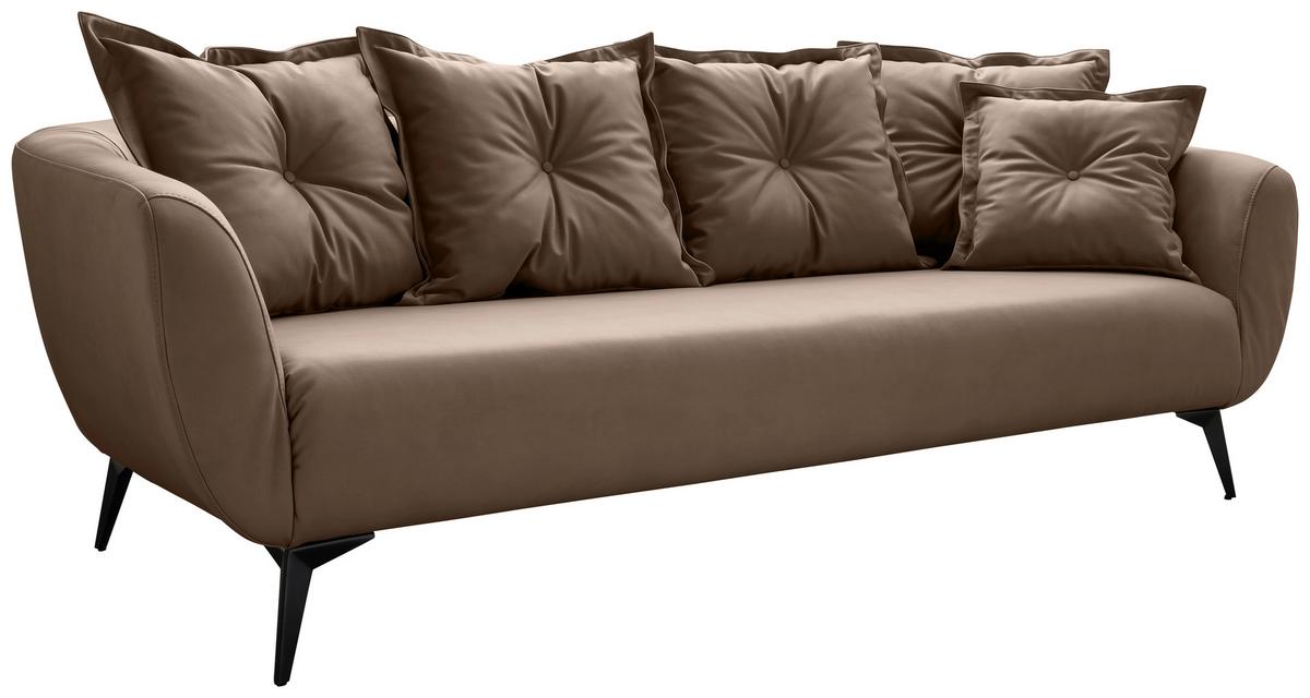 3-Sitzer-Sofa Baggio Braun B: 236 cm - Schwarz/Braun, MODERN, Textil (236/94/103cm) - Livetastic