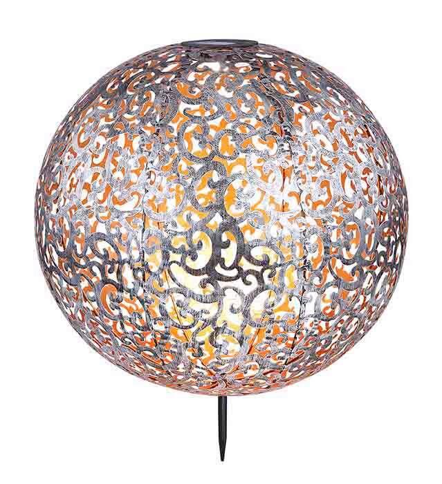 Solarleuchte Silber Solar 1xled Warmweiß H: 50 cm - Silberfarben, Basics, Metall (40/50cm) - Globo