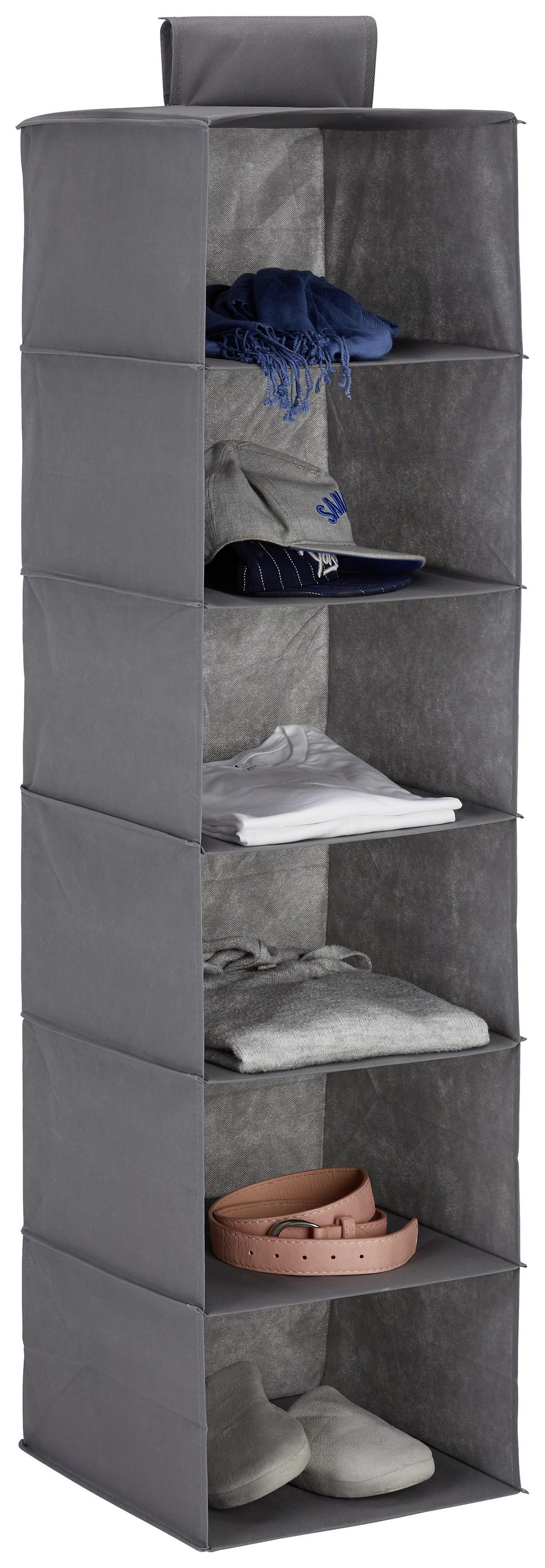 Závěsný organizér TANYA - šedá, Konvenční, karton/textil (33/125/35cm) - Mömax