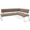 Eckbank Cappuccino Echtleder Arco 200x150 cm - Edelstahlfarben/Cappuccino, Design, Leder/Metall (200/150cm) - Livetastic