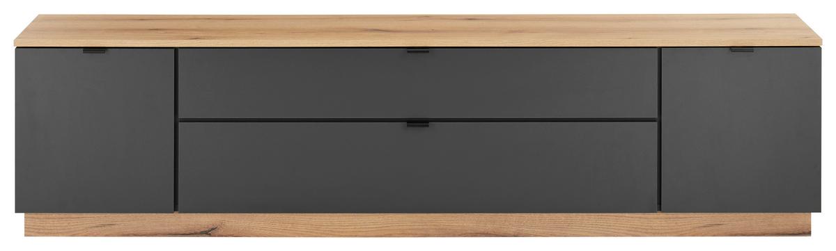 TV-Lowboard Vince II B: 185 cm Anthrazit/Evoke Oak Dekor - Eichefarben/Anthrazit, Trend, Holzwerkstoff (185/47/38cm) - Livetastic