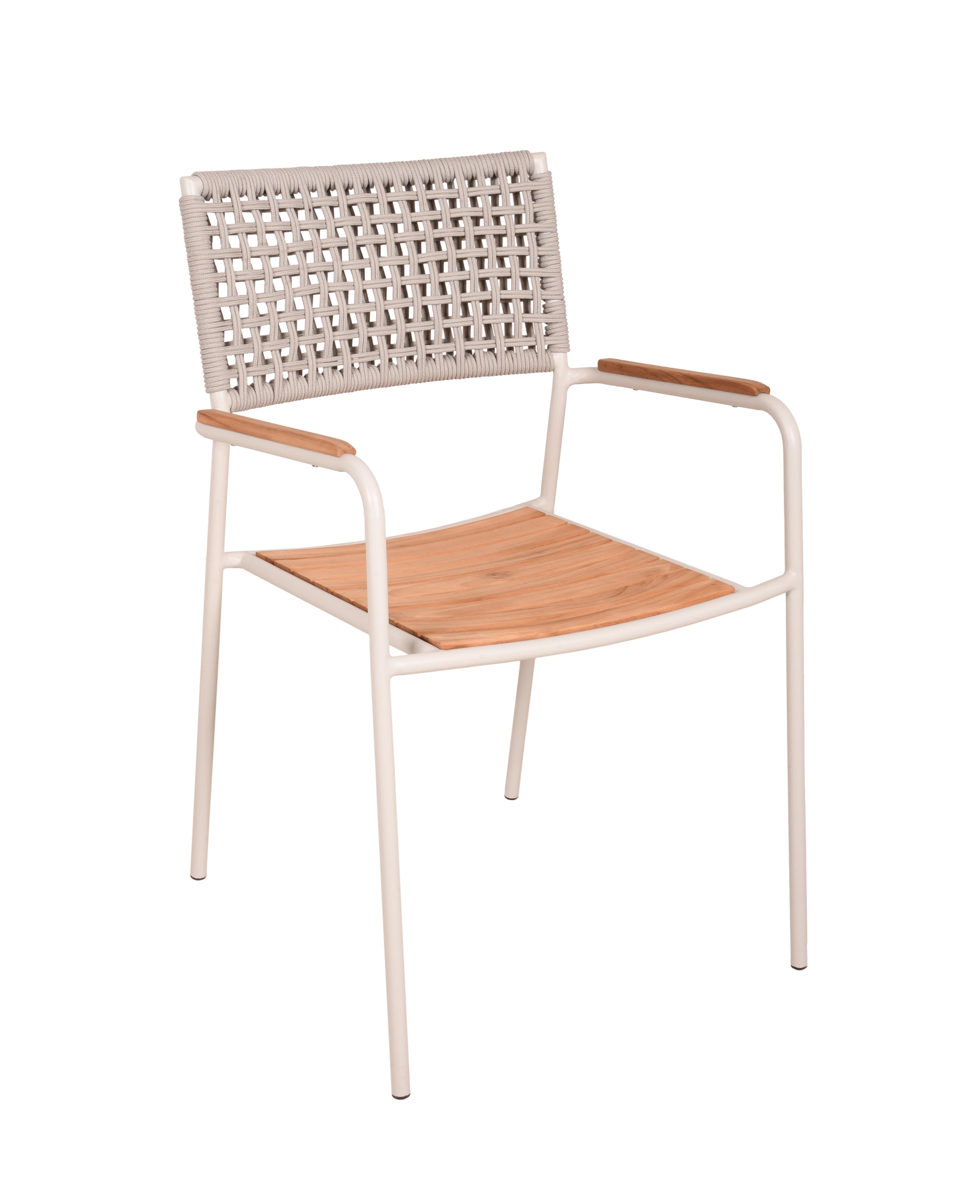 Stapelstuhl Carmel - Weiß/Braun, Basics, Holz/Metall (57/84/55cm) - Gardenson