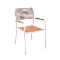 Stapelstuhl Carmel - Weiß/Braun, Basics, Holz/Metall (57/84/55cm) - Gardenson