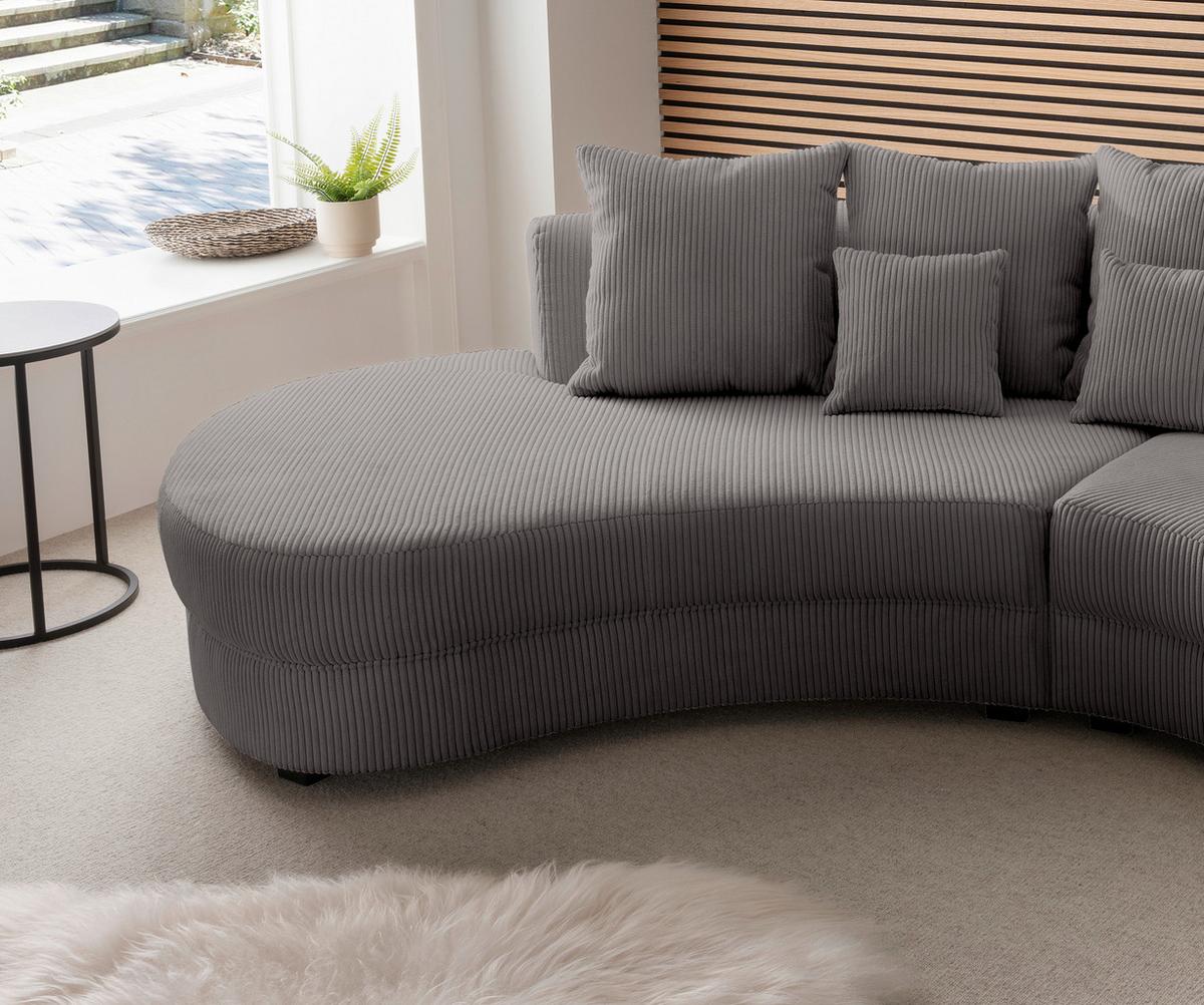 Wohnlandschaft Limoncello Grau S: 160x300 cm - Schwarz/Grau, Design, Textil (160/300cm) - Livetastic