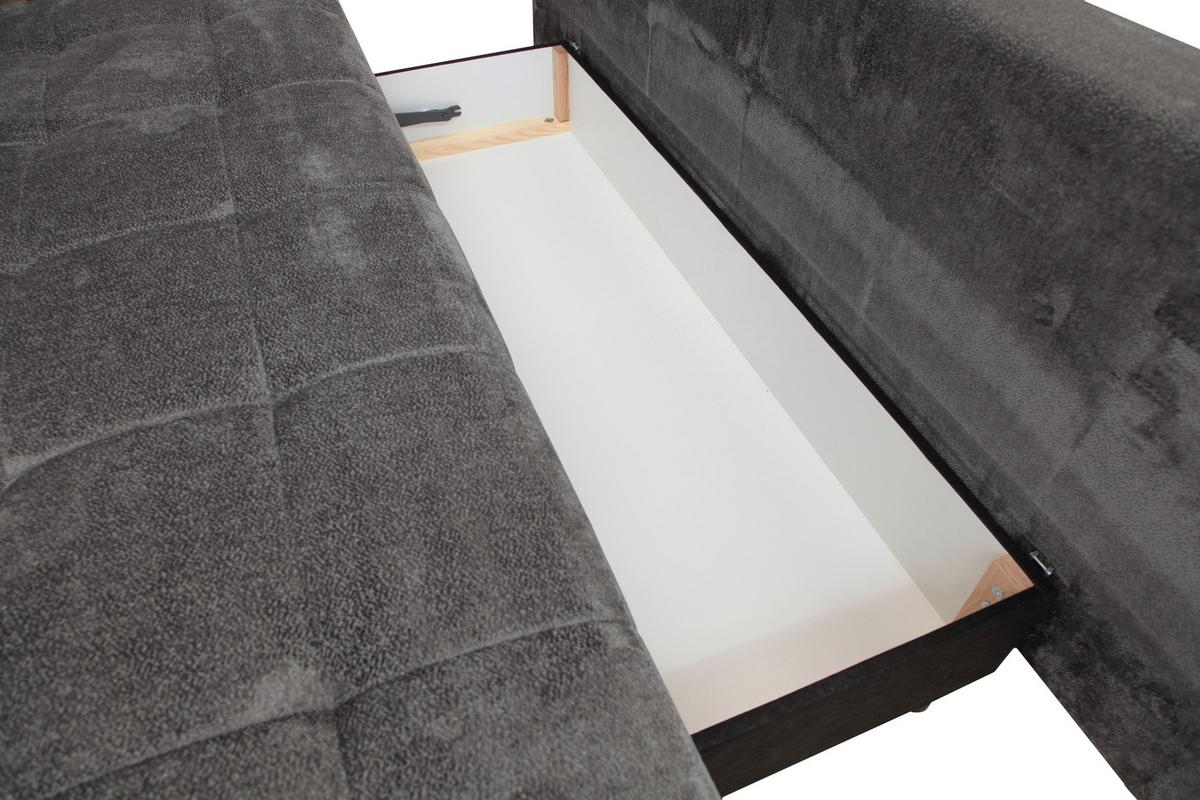 Schlafsofa Perla Graphitfarben B: 203 cm - Schwarz/Graphitfarben, KONVENTIONELL, Textil (203/94/96cm)