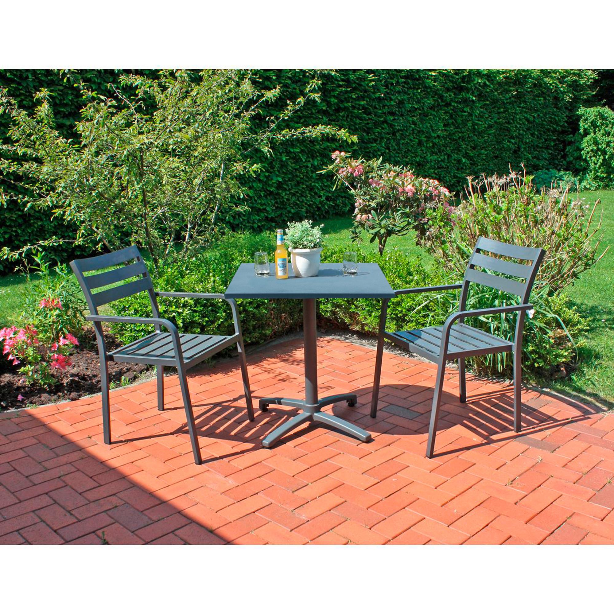 Gartenmöbel Set 3-Tlg. Treviso aus Metall - Anthrazit/Schwarz, Basics, Metall (55/88/63cm) - Gardenson