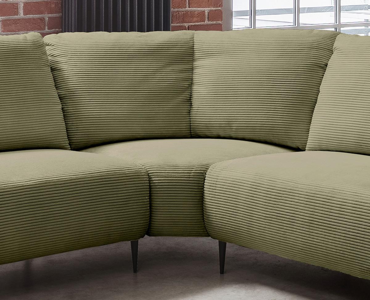 Ecksofa Vanilla mit Armteil- Verstellung, Olivgrün, 256x256 - Schwarz/Olivgrün, Design, Textil (256/256cm) - Livetastic