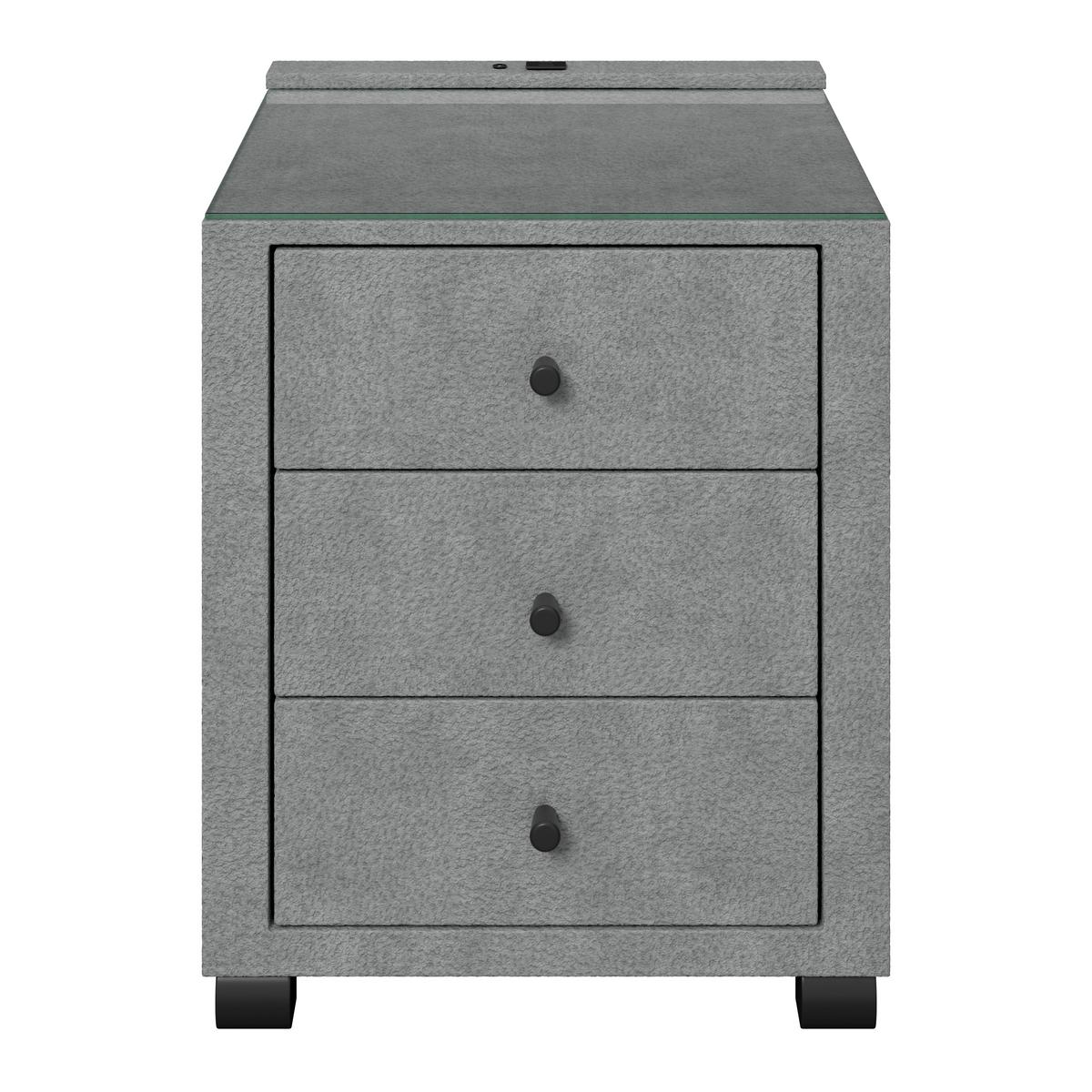 Nachtkästchen Elysia Dunkelgrau, B: 48 cm - Dunkelgrau, Trend, Glas/Holz (48/68/45,5cm) - Luca Bessoni