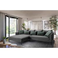 Ecksofa Piazza Dunkelgrau S: 187x321cm - Dunkelgrau/Schwarz, Design, Textil (187/321cm) - Livetastic