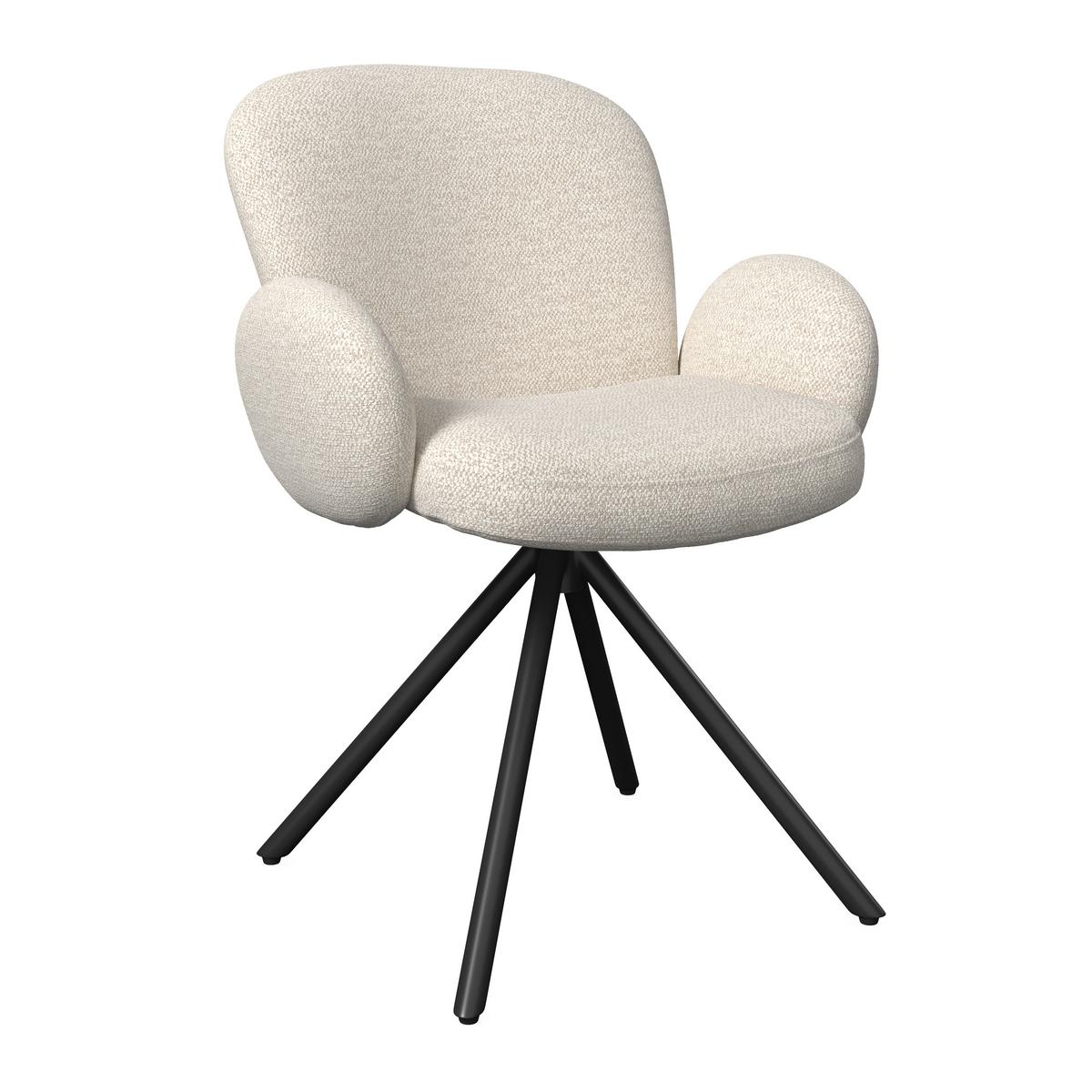 Židle Josea s područkami, krémová - černá/krémová, Moderní, kov/dřevo (64/85/63cm) - Bessagi Home