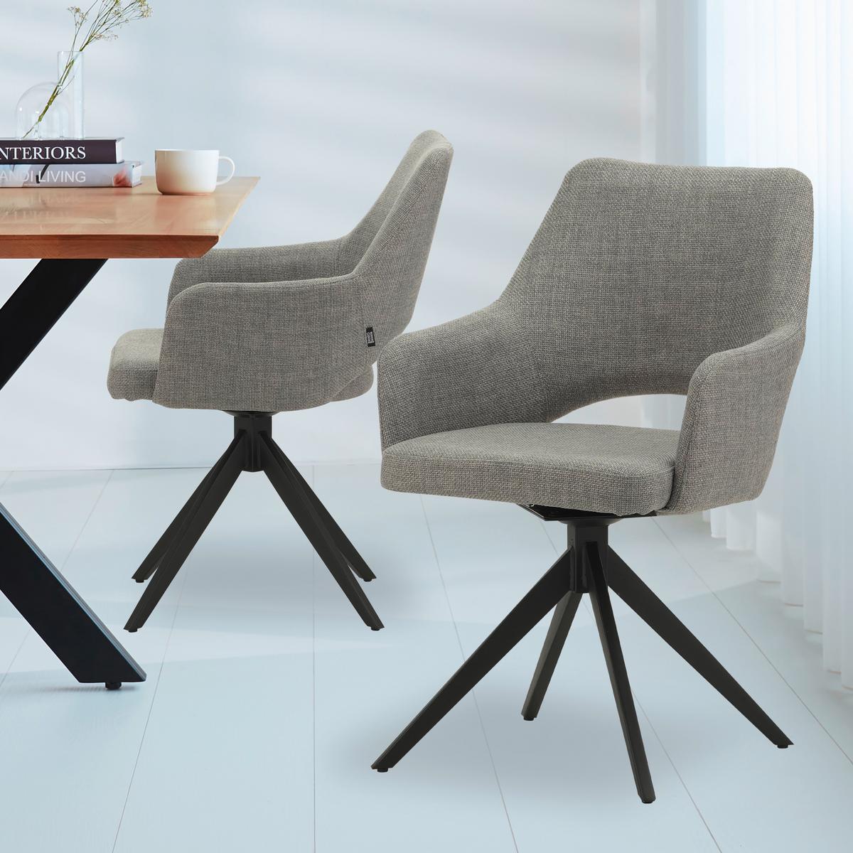 Stuhl Asher Grau, B: 54,5 Cm - Schwarz/Grau, MODERN, Textil/Metall (54,5/85/61,5cm) - MID.YOU