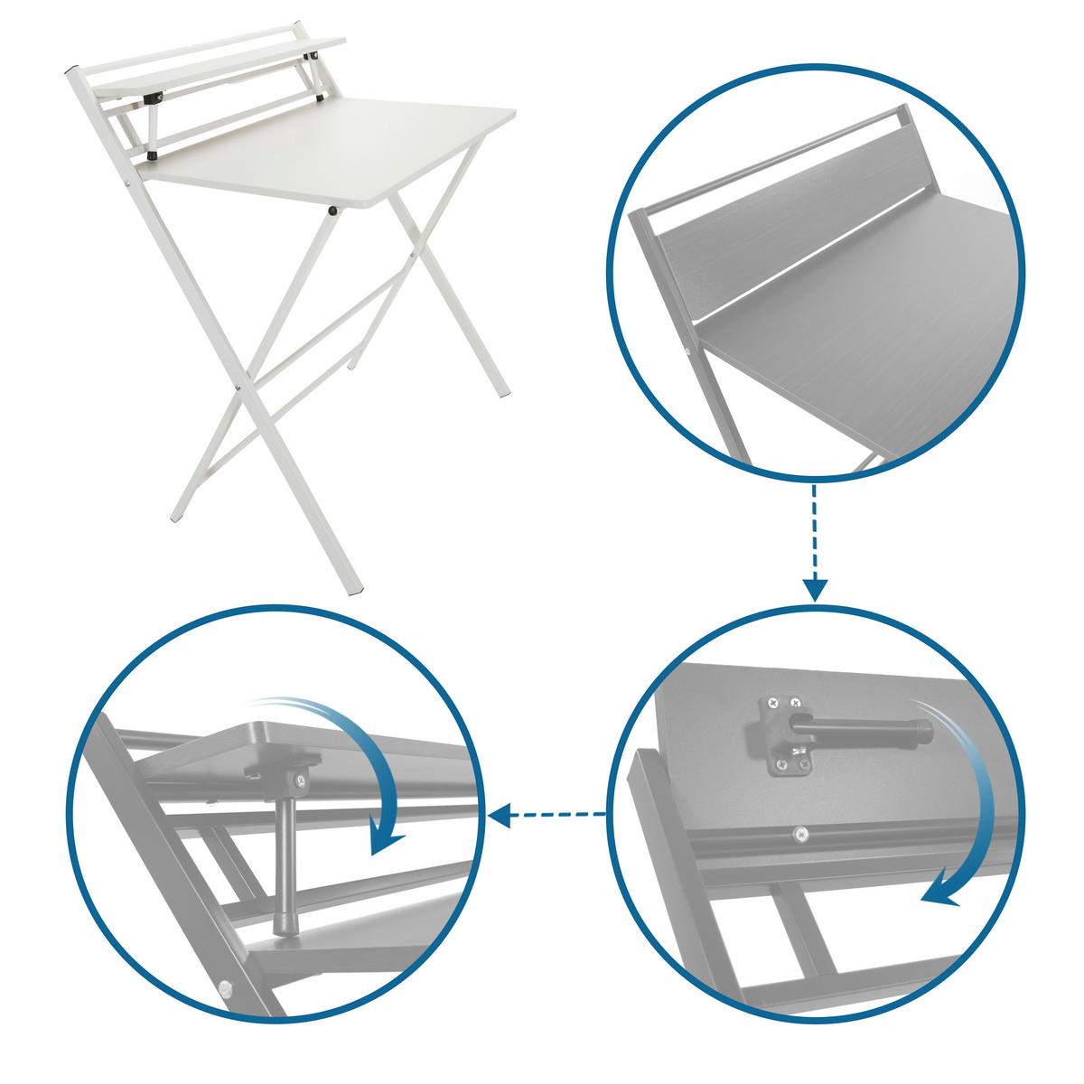 Schreibtisch Easy Clap Weiß - Weiß, Basics, Holzwerkstoff/Metall (84/60/92cm) - MID.YOU