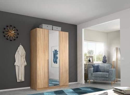 Drehtürenschrank 136cm Alabama, Sonoma Eiche Dekor - Silberfarben/Sonoma Eiche, MODERN, Holzwerkstoff (136/229/54cm) - Rauch Möbel