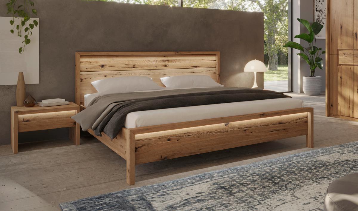 Bett Emilia Naturfarben /Wildeiche 200x200cm - Wildeiche/Naturfarben, MODERN, Holz (200/200cm) - MID.YOU