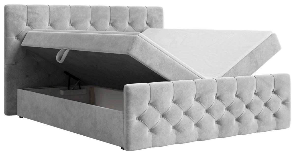 BOXBETT Karo Grau 160x200cm - Schwarz/Grau, MODERN, Holz/Kunststoff (160/200cm) - MID.YOU