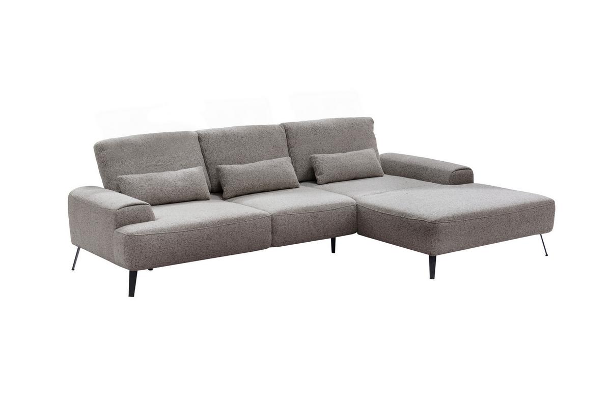 Ecksofa Astoria Graubraun S: 305x178cm - Graubraun/Schwarz, Design, Textil (305/178cm) - Livetastic