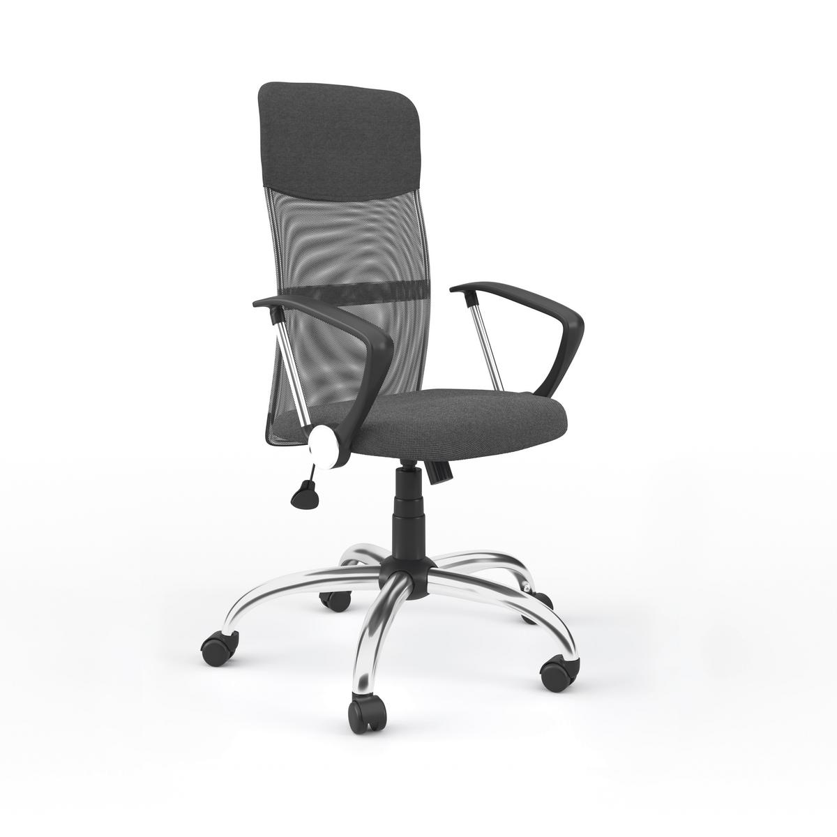 Drehstuhl Orlando Grau B: 60 cm - Chromfarben/Grau, Design, Leder/Holz (60/120/52cm) - MID.YOU