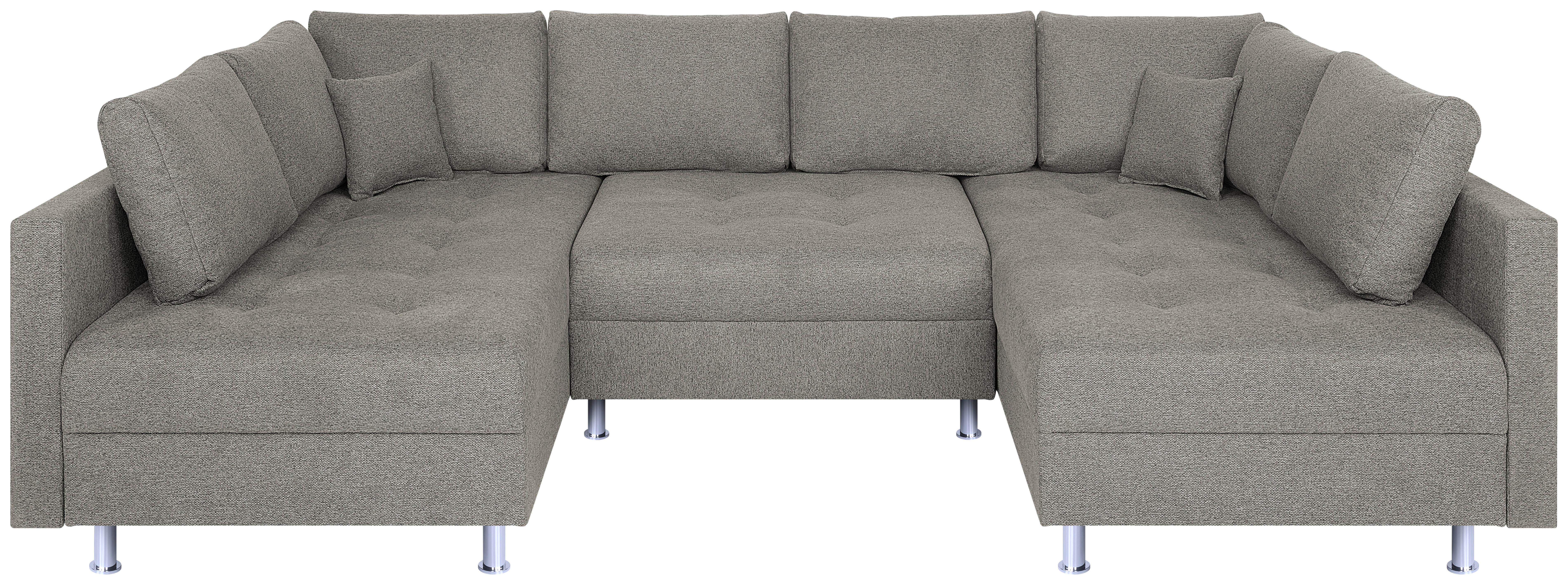 Sedací souprava SOFIA U, oboustranná, šedohnědá - černá/barvy chromu, Design, kompozitní dřevo/textil (192/308/192cm) - P & B