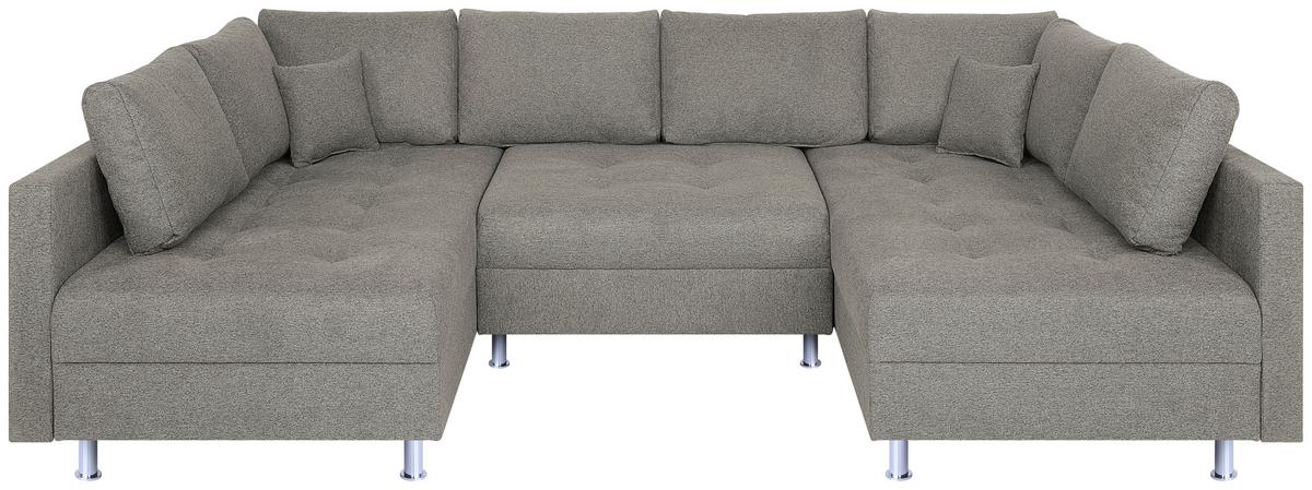 Sedacia súprava SOFIA U, obojstranná, sivohnedá - čierna/chrómová, Design, kompozitné drevo/textil (192/308/192cm) - P & B